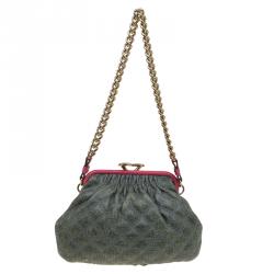 Pre Owned Marc Jacobs Green/Pink Quilted Snakeskin Little Stam Bag