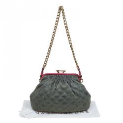 Pre Owned Marc Jacobs Green/Pink Quilted Snakeskin Little Stam Bag