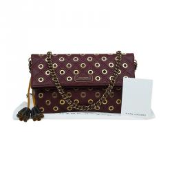 Pre Owned Marc Jacobs Burgundy Leather Sandy Eyelets Shoulder Bag