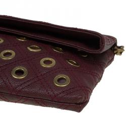 Pre Owned Marc Jacobs Burgundy Leather Sandy Eyelets Shoulder Bag