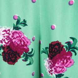 Pre Owned Marc Jacobs Green Floral Printed Crepe High Waist Wide Leg Pants M