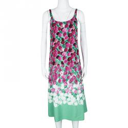 Pre Owned Marc Jacobs Mint Green Contrast Carnation Print Sleeveless Midi Dress M