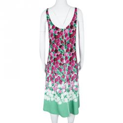 Pre Owned Marc Jacobs Mint Green Contrast Carnation Print Sleeveless Midi Dress M