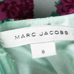 Pre Owned Marc Jacobs Mint Green Contrast Carnation Print Sleeveless Midi Dress M