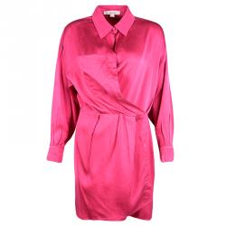 Pre Owned Marc Jacobs Pink Silk Collared Wrap Dress L