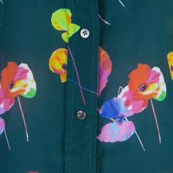 Pre Owned Marc Jacobs Green Flower Print Silk Top L