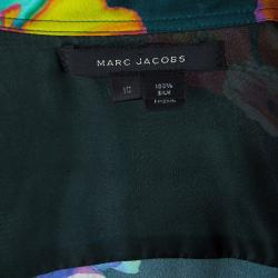 Pre Owned Marc Jacobs Green Flower Print Silk Top L