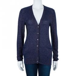 Pre Owned Marc Jacobs Blue Metallic Cardigan M