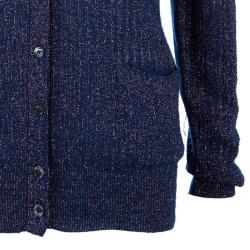 Pre Owned Marc Jacobs Blue Metallic Cardigan M
