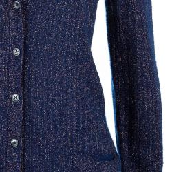 Pre Owned Marc Jacobs Blue Metallic Cardigan M