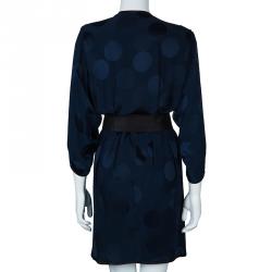 Pre Owned Marc Jacobs Navy Polka Dot Print Dress M