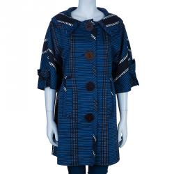 Marc Jacobs Blue Geometric Print Coat S