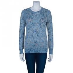 Pre Owned Marc Jacobs Blue Metallic Sweater S