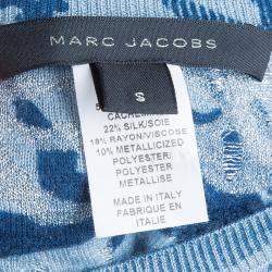 Pre Owned Marc Jacobs Blue Metallic Sweater S