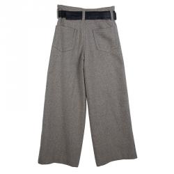 Pre Owned Marc Jacobs Grey Wool Wide Leg Belted Trousers M
