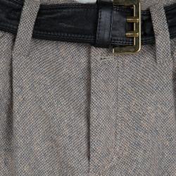 Pre Owned Marc Jacobs Grey Wool Wide Leg Belted Trousers M