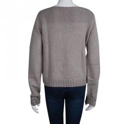 Pre Owned Marc Jacobs Grey Cable Knit Owl Pattern Sweater M