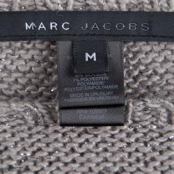 Pre Owned Marc Jacobs Grey Cable Knit Owl Pattern Sweater M