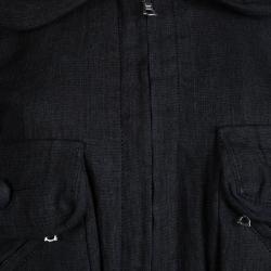 Pre Owned Marc Jacobs Grey Linen Zip Front Cropped Jacket M