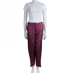 Pre Owned Marc Jacobs Metallic Pink Wool Trousers XL