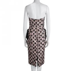 Pre Owned Marc Jacobs Pink Polka Dot Lace Pocket Detail Strapless Dress S