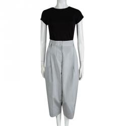 Pre Owned Marc Jacobs Grey Silk Wide Leg Ankle Length Trousers L
