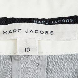 Pre Owned Marc Jacobs Grey Silk Wide Leg Ankle Length Trousers L