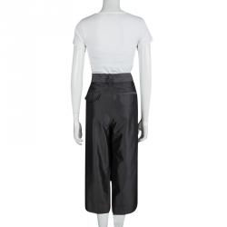 Pre Owned Marc Jacobs Dark Grey Silk Wide Leg Ankle Length Trousers L