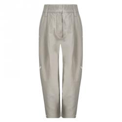 Pre Owned Marc Jacobs Beige Embellished Bird Motif Wide Leg Three Quarter Pants L