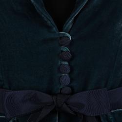 Pre Owned Marc Jacobs Blue Velvet Bow Detail Belted Blazer S