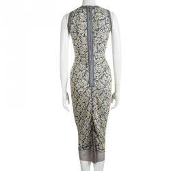 Pre Owned Marc Jacobs Grey Embossed Floral Lurex  Jacquard Knit Sleeveless Dress S