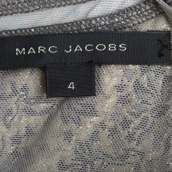 Pre Owned Marc Jacobs Grey Embossed Floral Lurex  Jacquard Knit Sleeveless Dress S