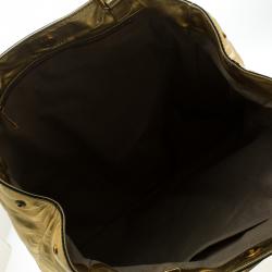 Pre Owned Marc Jacobs Gold Pleated Leather Shopping Tote