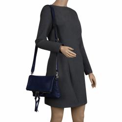 Pre Owned Marc Jacobs Navy Blue Leather Mini Maverick Foldover Crossbody Bag