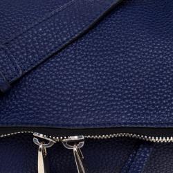 Pre Owned Marc Jacobs Navy Blue Leather Mini Maverick Foldover Crossbody Bag