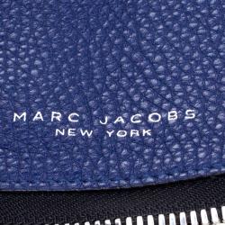 Pre Owned Marc Jacobs Navy Blue Leather Mini Maverick Foldover Crossbody Bag