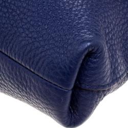 Pre Owned Marc Jacobs Navy Blue Leather Mini Maverick Foldover Crossbody Bag