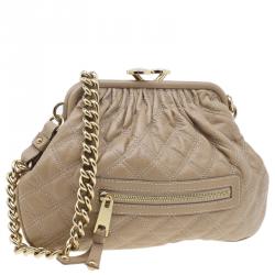 Pre Owned Marc Jacobs Nude Quilted Leather Little Stam Shoulder Bag