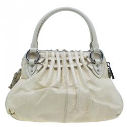 Pre Owned Marc Jacobs White Leather Snake Embossed Cecilia Shoulder Bag