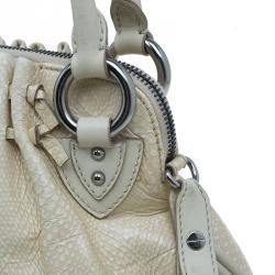 Pre Owned Marc Jacobs White Leather Snake Embossed Cecilia Shoulder Bag