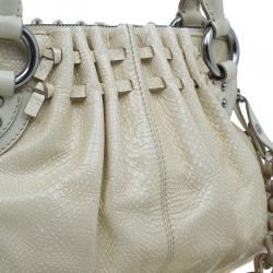 Pre Owned Marc Jacobs White Leather Snake Embossed Cecilia Shoulder Bag