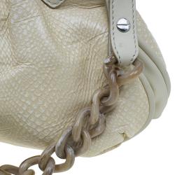 Pre Owned Marc Jacobs White Leather Snake Embossed Cecilia Shoulder Bag