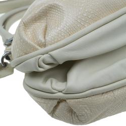 Pre Owned Marc Jacobs White Leather Snake Embossed Cecilia Shoulder Bag