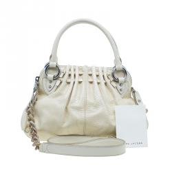 Pre Owned Marc Jacobs White Leather Snake Embossed Cecilia Shoulder Bag