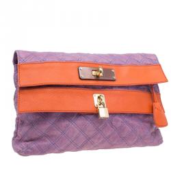 Pre Owned Marc Jacobs Purple/Orange Quilted Leather Oversized Pochette 