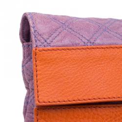Pre Owned Marc Jacobs Purple/Orange Quilted Leather Oversized Pochette 