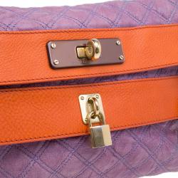 Pre Owned Marc Jacobs Purple/Orange Quilted Leather Oversized Pochette 
