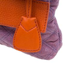 Pre Owned Marc Jacobs Purple/Orange Quilted Leather Oversized Pochette 