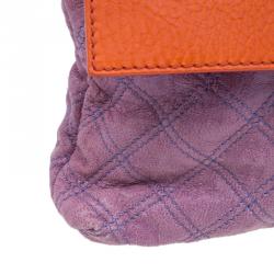 Pre Owned Marc Jacobs Purple/Orange Quilted Leather Oversized Pochette 