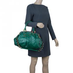 Pre Owned Marc Jacobs Green Leather Safety Pin Stam Satchel